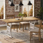 Table à manger de ferme de 180 cm, table de cuisine rectangulaire en bois avec pieds en métal robustes, pour 4 à 6 personnes, idéale pour la salle à manger ou le salon