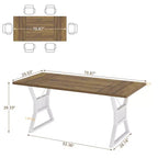 Table à manger de ferme de 180 cm, table de cuisine rectangulaire en bois avec pieds en métal robustes, pour 4 à 6 personnes, idéale pour la salle à manger ou le salon
