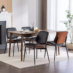 Chaise de salle à manger moderne du milieu du siècle en similicuir avec dossier incurvé, chaise sans accoudoirs pour salle à manger ou cuisine