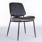 Chaise de salle à manger moderne du milieu du siècle en similicuir avec dossier incurvé, chaise sans accoudoirs pour salle à manger ou cuisine