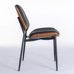 Chaise de salle à manger moderne du milieu du siècle en similicuir avec dossier incurvé, chaise sans accoudoirs pour salle à manger ou cuisine