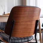 Chaise de salle à manger moderne du milieu du siècle en similicuir avec dossier incurvé, chaise sans accoudoirs pour salle à manger ou cuisine