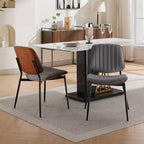Chaise de salle à manger moderne du milieu du siècle en similicuir avec dossier incurvé, chaise sans accoudoirs pour salle à manger ou cuisine