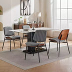 Chaise de salle à manger moderne du milieu du siècle en similicuir avec dossier incurvé, chaise sans accoudoirs pour salle à manger ou cuisine