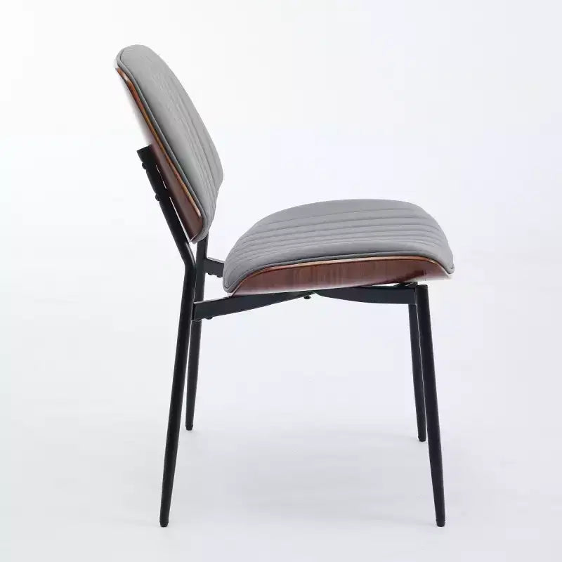 Chaise de salle à manger moderne du milieu du siècle en similicuir avec dossier incurvé, chaise sans accoudoirs pour salle à manger ou cuisine