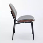 Chaise de salle à manger moderne du milieu du siècle en similicuir avec dossier incurvé, chaise sans accoudoirs pour salle à manger ou cuisine