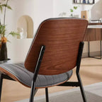Chaise de salle à manger moderne du milieu du siècle en similicuir avec dossier incurvé, chaise sans accoudoirs pour salle à manger ou cuisine
