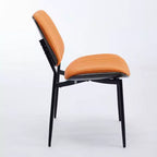 Chaise de salle à manger moderne du milieu du siècle en similicuir avec dossier incurvé, chaise sans accoudoirs pour salle à manger ou cuisine