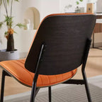 Chaise de salle à manger moderne du milieu du siècle en similicuir avec dossier incurvé, chaise sans accoudoirs pour salle à manger ou cuisine
