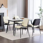 Chaise de salle à manger moderne du milieu du siècle en similicuir avec dossier incurvé, chaise sans accoudoirs pour salle à manger ou cuisine