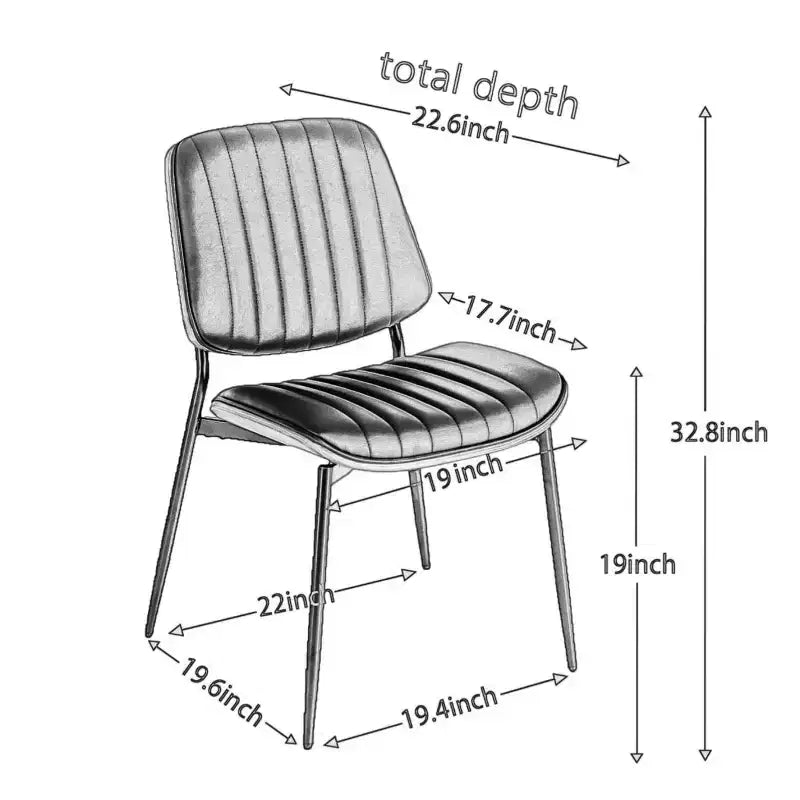 Chaise de salle à manger moderne du milieu du siècle en similicuir avec dossier incurvé, chaise sans accoudoirs pour salle à manger ou cuisine