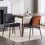 Chaise de salle à manger moderne du milieu du siècle en similicuir avec dossier incurvé, chaise sans accoudoirs pour salle à manger ou cuisine