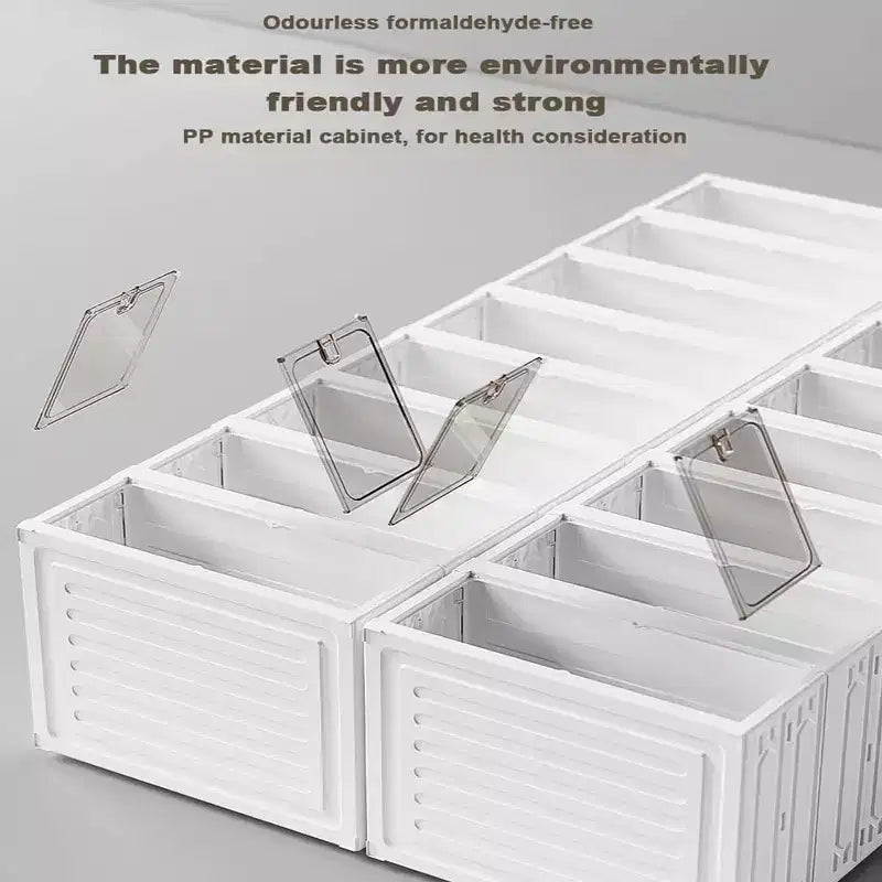 Étagère à chaussures pliable à 9 niveaux pour placard avec roulettes, meuble de rangement pour chaussures pliable pouvant contenir 18 paires avec couvercles et porte magnétique transparente
