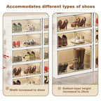 Étagère à chaussures pliable à 9 niveaux pour placard avec roulettes, meuble de rangement pour chaussures pliable pouvant contenir 18 paires avec couvercles et porte magnétique transparente