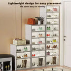 Étagère à chaussures pliable à 9 niveaux pour placard avec roulettes, meuble de rangement pour chaussures pliable pouvant contenir 18 paires avec couvercles et porte magnétique transparente