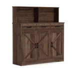 Buffet de cuisine de 120 cm avec rangement, grand buffet de cuisine en bois avec 3 portes, 3 tiroirs et un plan de travail, table de buffet pour salle à manger