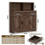 Buffet de cuisine de 120 cm avec rangement, grand buffet de cuisine en bois avec 3 portes, 3 tiroirs et un plan de travail, table de buffet pour salle à manger