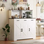 Buffet de cuisine de 120 cm avec rangement, grand buffet de cuisine en bois avec 3 portes, 3 tiroirs et un plan de travail, table de buffet pour salle à manger