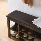 Banc à chaussures avec couvercle relevable, étagères inférieures réglables et rangement dissimulé
