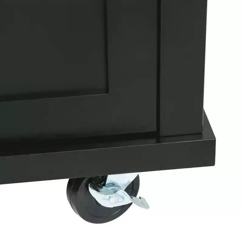 Îlot de cuisine avec armoire de rangement et 3 tiroirs Desserte de cuisine avec plan de travail rabattable en bois d'hévéa Étagères de rangement pour salle à manger, Noir