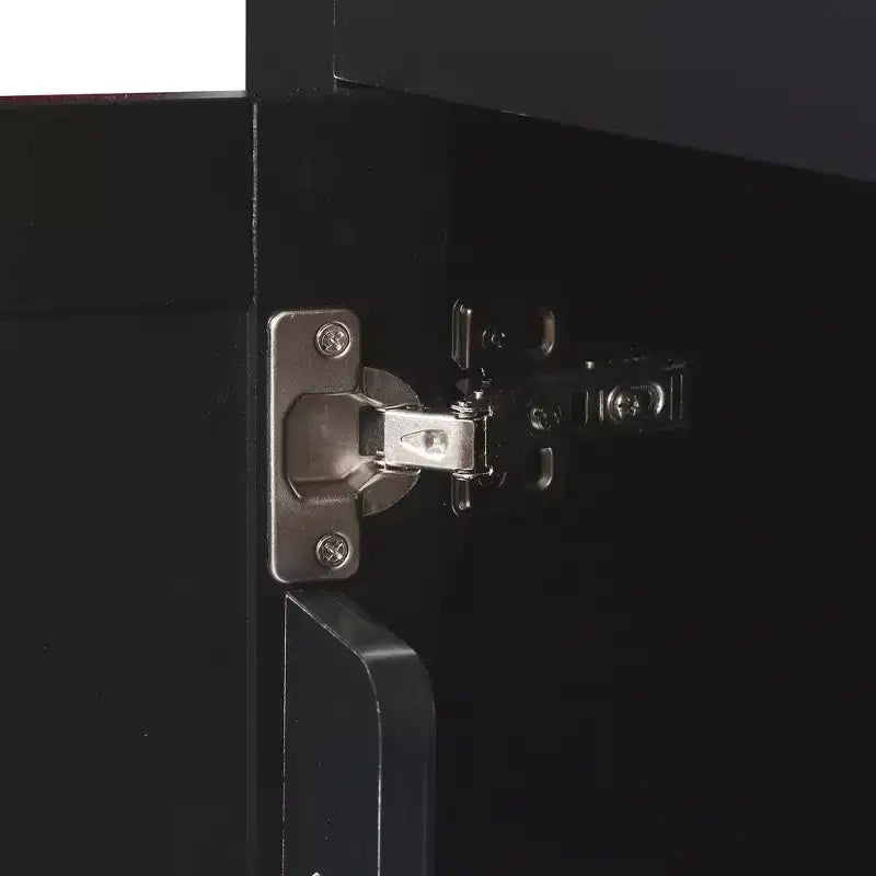 Îlot de cuisine avec armoire de rangement et 3 tiroirs Desserte de cuisine avec plan de travail rabattable en bois d'hévéa Étagères de rangement pour salle à manger, Noir
