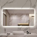 48 x 24 Inch LED Bathroom Vanity Mirror with Three-Color Dimmable Backlit Mirror with One-Touch Demist Function