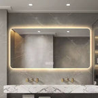 Miroir de courtoisie de salle de bain LED 48 x 24 pouces avec éclairage d'appoint tricolore à intensité variable et fonction de désembuage à une touche
