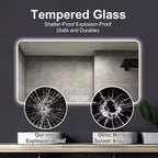Miroir de courtoisie de salle de bain LED 48 x 24 pouces avec éclairage d'appoint tricolore à intensité variable et fonction de désembuage à une touche