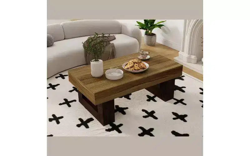 Table basse rectangulaire en bois de ferme
