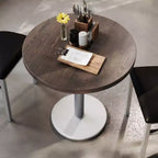 Plateau de table rond commercial en bois massif avec pied de table de salle à manger rond en fonte résistant à la rouille de 18 po