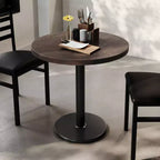 Plateau de table rond commercial en bois massif avec pied de table de salle à manger rond en fonte résistant à la rouille de 18 po