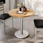 Plateau de table rond commercial en bois massif avec pied de table de salle à manger rond en fonte résistant à la rouille de 18 po