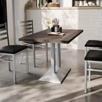 Plateau de table d'intérieur rectangulaire en bois massif avec pied de table double colonne 27 x 15 hauteur dîner