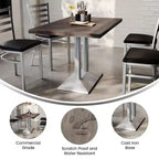 Plateau de table d'intérieur rectangulaire en bois massif avec pied de table double colonne 27 x 15 hauteur dîner