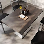 Plateau de table d'intérieur rectangulaire en bois massif avec pied de table double colonne 27 x 15 hauteur dîner