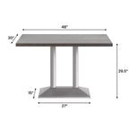 Plateau de table d'intérieur rectangulaire en bois massif avec pied de table double colonne 27 x 15 hauteur dîner