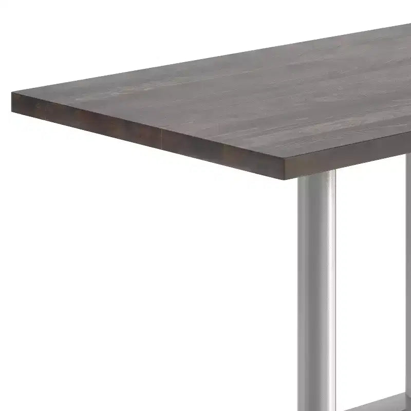 Plateau de table d'intérieur rectangulaire en bois massif avec pied de table double colonne 27 x 15 hauteur dîner