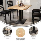 Plateau de table d'intérieur rectangulaire en bois massif avec pied de table double colonne 27 x 15 hauteur dîner