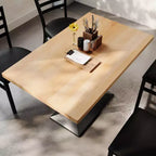 Plateau de table d'intérieur rectangulaire en bois massif avec pied de table double colonne 27 x 15 hauteur dîner