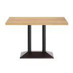 Plateau de table d'intérieur rectangulaire en bois massif avec pied de table double colonne 27 x 15 hauteur dîner