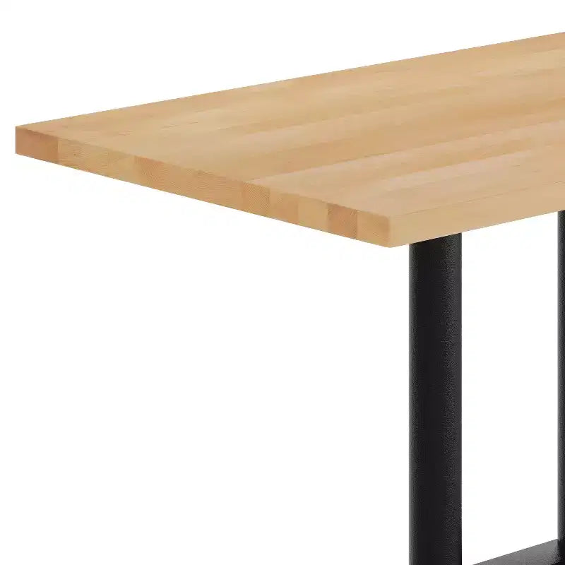 Plateau de table d'intérieur rectangulaire en bois massif avec pied de table double colonne 27 x 15 hauteur dîner