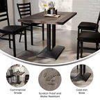Plateau de table d'intérieur rectangulaire en bois massif avec pied de table double colonne 27 x 15 hauteur dîner
