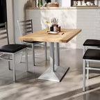 Plateau de table d'intérieur rectangulaire en bois massif avec pied de table double colonne 27 x 15 hauteur dîner