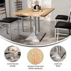 Plateau de table d'intérieur rectangulaire en bois massif avec pied de table double colonne 27 x 15 hauteur dîner