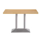 Plateau de table d'intérieur rectangulaire en bois massif avec pied de table double colonne 27 x 15 hauteur dîner
