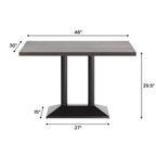 Plateau de table d'intérieur rectangulaire en bois massif avec pied de table double colonne 27 x 15 hauteur dîner