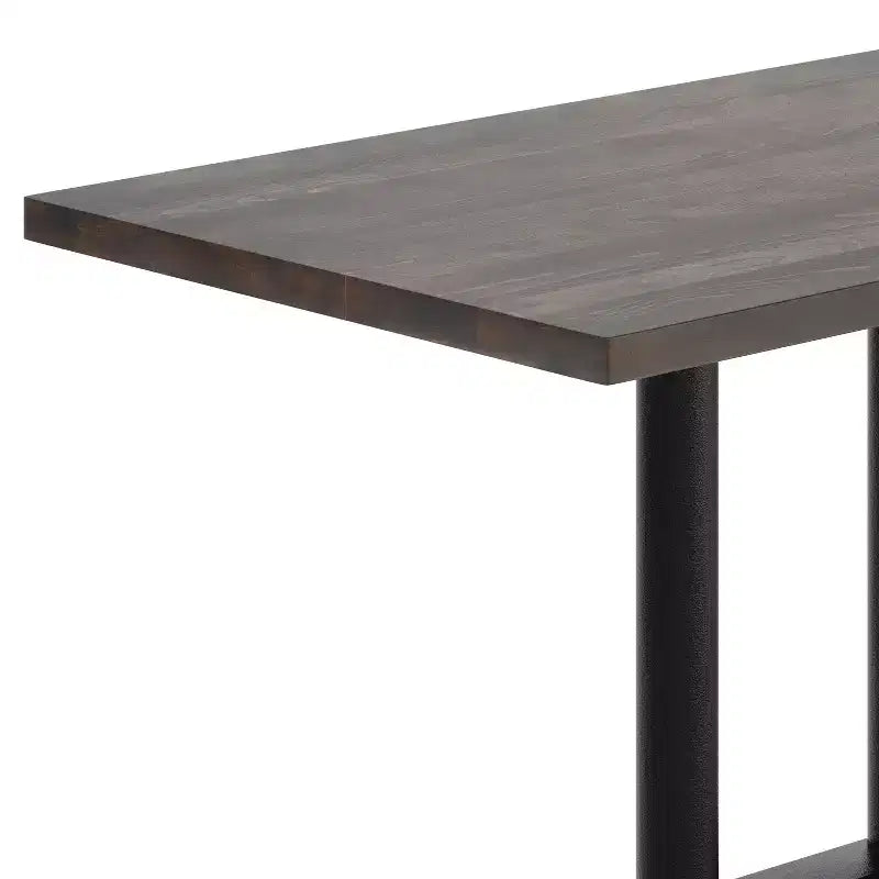 Plateau de table d'intérieur rectangulaire en bois massif avec pied de table double colonne 27 x 15 hauteur dîner