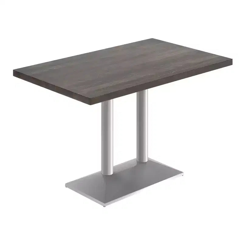 Plateau de table d'intérieur rectangulaire en bois massif avec pied de table double colonne 27 x 15 hauteur dîner