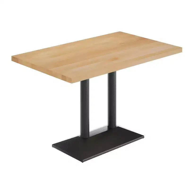 Plateau de table d'intérieur rectangulaire en bois massif avec pied de table double colonne 27 x 15 hauteur dîner