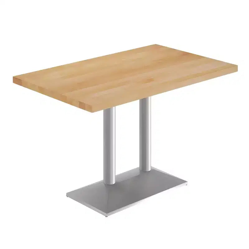 Plateau de table d'intérieur rectangulaire en bois massif avec pied de table double colonne 27 x 15 hauteur dîner